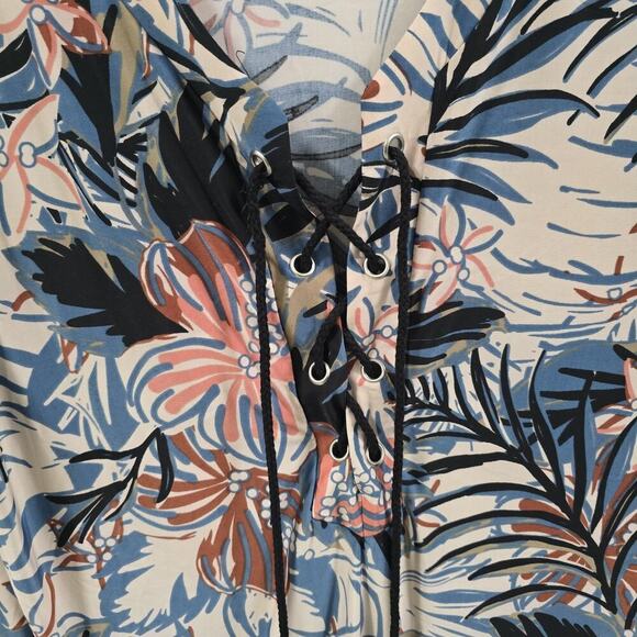 Beach Break 3/4 Sleeved, beach dress with a floral print and a coral-colored M - Picture 3 of 11